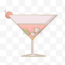 杯子冰块图片_一杯粉色鸡尾酒插画