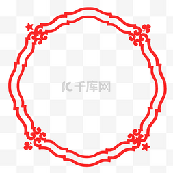 红色大气简约商务图片_不规则花形经典红色图框