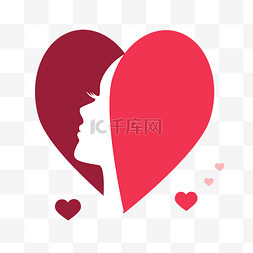 红色心形装饰图案图片_情人节红色爱心浪漫少女卡通图案