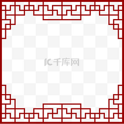 中国风红色窗格纹矢量文字边框海