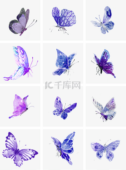 中中国图案图片_中国风泼墨紫色蝴蝶