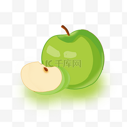 切开的苹果水果图片_切开的苹果青苹果