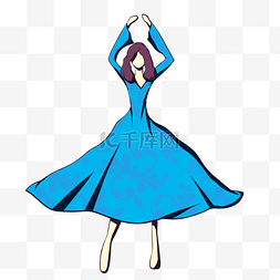 穿着蓝色长裙的女人免扣图
