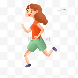 运动人物插图图片_手绘卡通跑步女孩