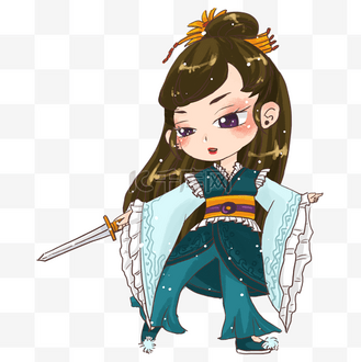 女性古风q版萌系插画