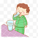 养生健康喝水的男孩免抠png素材