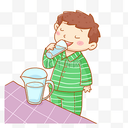 0（健康生活）图片_养生健康喝水的男孩免抠png素材