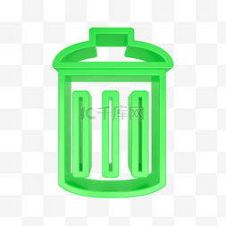 配图图片_C4D绿色环保垃圾桶立体图标