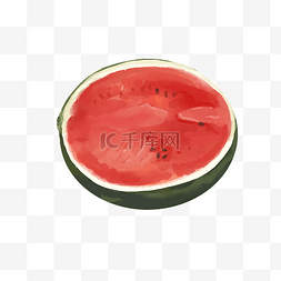 水果半个图片_半个红色的西瓜手绘