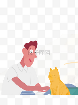 桌子图片_和谐男子猫咪装饰元素