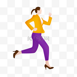 卡通扁平化跑步的女人