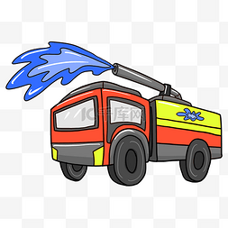 火警手绘图片_卡通手绘消防救火车工具
