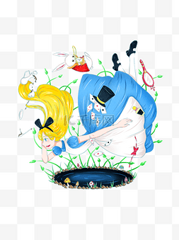 兔子仙境图片_手绘童话故事爱丽丝梦游仙境可商
