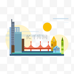 城市高楼背景图片_矢量手绘建筑风景