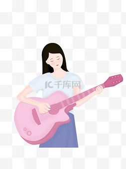 个性弹吉他的女孩元素设计