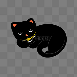 悠闲的图片_趴着休息的可爱小黑猫