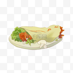 特色食物手绘图片_特色小吃老北京卷饼插画