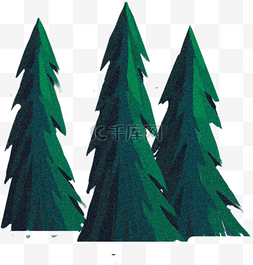 绿色清新环保图片_三颗绿色自然松树