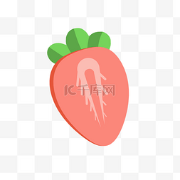 红色手绘草莓图片_手绘半个草莓插图