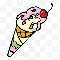 冰淇淋线稿图片_手绘简笔画冰激凌
