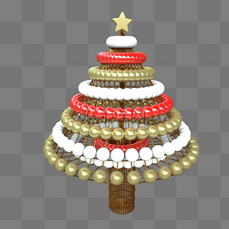 金色点缀圣诞树图片_C4D立体圣诞树