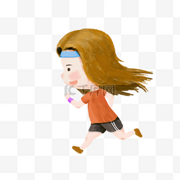 运动小装饰图片_运动跑步女孩卡通手绘