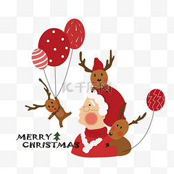 免费圣诞树图片_圣诞节圣诞老人麋鹿场景png免费下