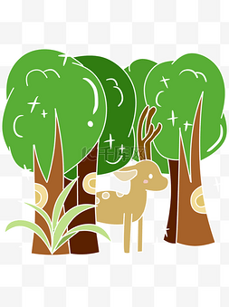 清新森林动物图片_儿童可爱卡通清新森林动物