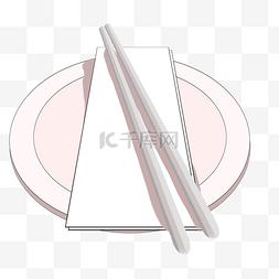 淡粉色盘子筷子
