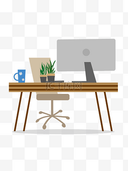 卡通椅子桌子图片_商务办公简约办公桌元素