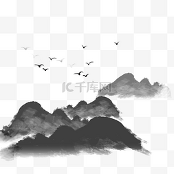 山峰线条手绘图片_黑白画波浪山峰元素