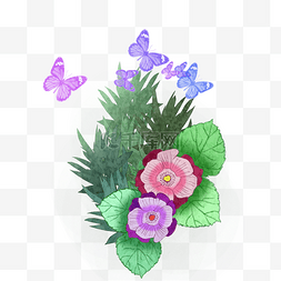 卡通昆虫水彩图片_卡通手绘植物插画玫瑰