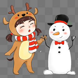 圣诞节人物和雪人
