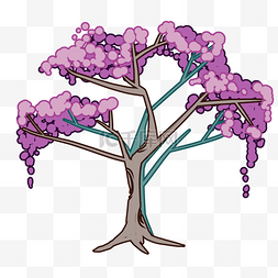 紫色小树树木插画