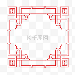 红色矢量线条图片_红色中国风复古边框