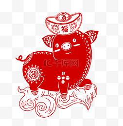 卡通猪年剪纸图片_卡通猪年剪纸农历春节2019