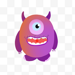卡通怪物图片_创意紫色独眼怪物设计