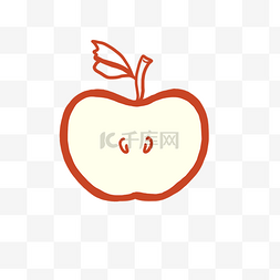 简笔画水果水果图片_简洁卡通苹果一半PNG