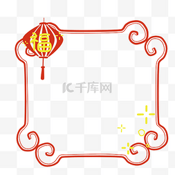 福字花纹红色图片_福字灯笼边框插画