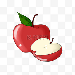 苹果切开的图片_红色的苹果手绘插画