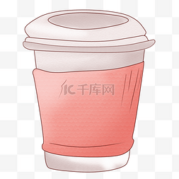 粉色的咖啡杯手绘插画