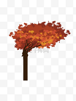 红色卡通大树图片_手绘秋季树木大树设计元素
