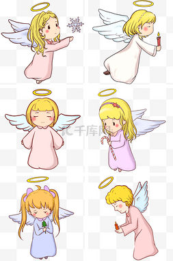 天使带翅膀的天使童趣快乐手绘插