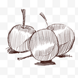 苹果创意手绘图片_线描苹果手绘插画