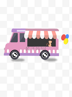 气球汽车图片_手绘卡通紫色快餐餐车元素