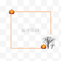 简约树木图片_万圣节南瓜树木边框