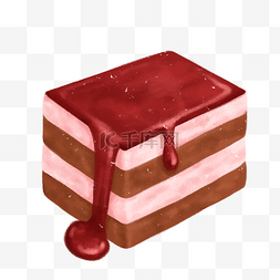 清新简约蛋糕图片_手绘插图可爱清新巧克力果酱糕点
