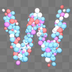 糖果风字母C4D字母图片_C4D糖果风少女风英文字母W