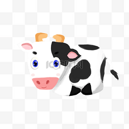 卡通手绘可爱黑白相间的小奶牛免