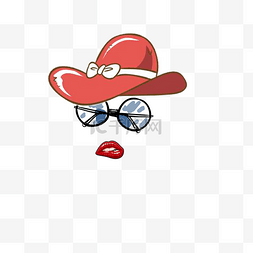 卡通红色帽子眼镜红唇拼凑组合装